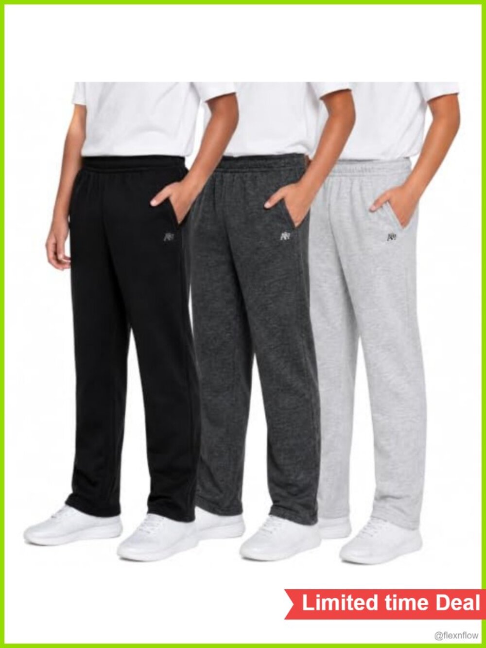 Boys 3 Pack Fleece Sweatpants Pull On Joggers Athletic Active Pants